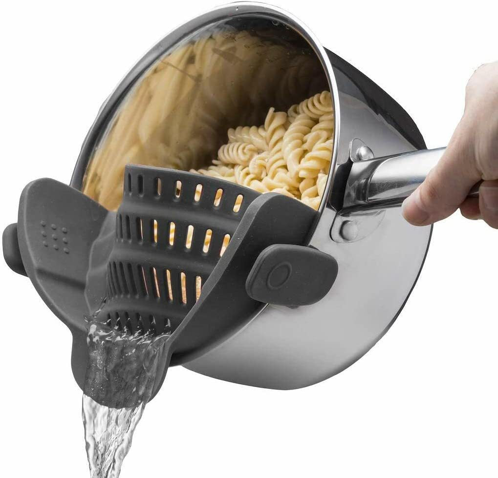 Passoire à bord de casserole en silicone de qualité alimentaire – Outil de drainage de cuisine créatif (lot de 6)
