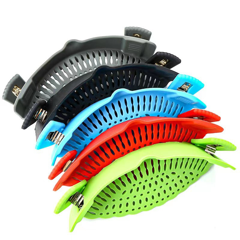 Passoire à bord de casserole en silicone de qualité alimentaire – Outil de drainage de cuisine créatif (lot de 6)