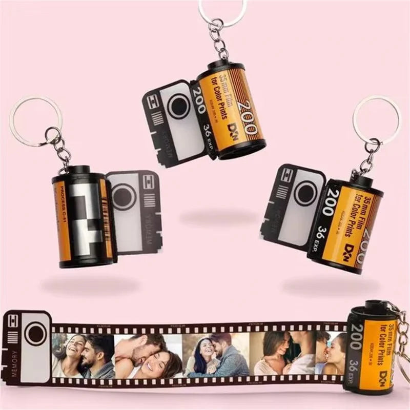 DIY customized photo memory time film album keychain