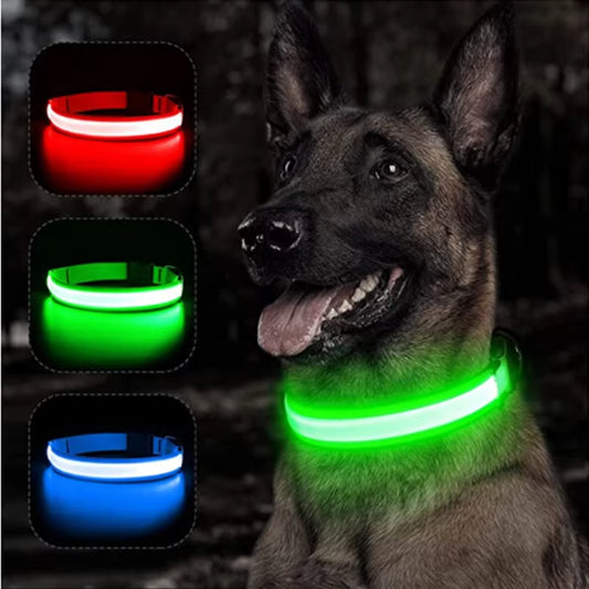 Dog Collar Nylon LED Night Safety Flashing Glow In The Dark Pet Dog Leash pet Dogs Luminous Fluorescent dog accessories collar