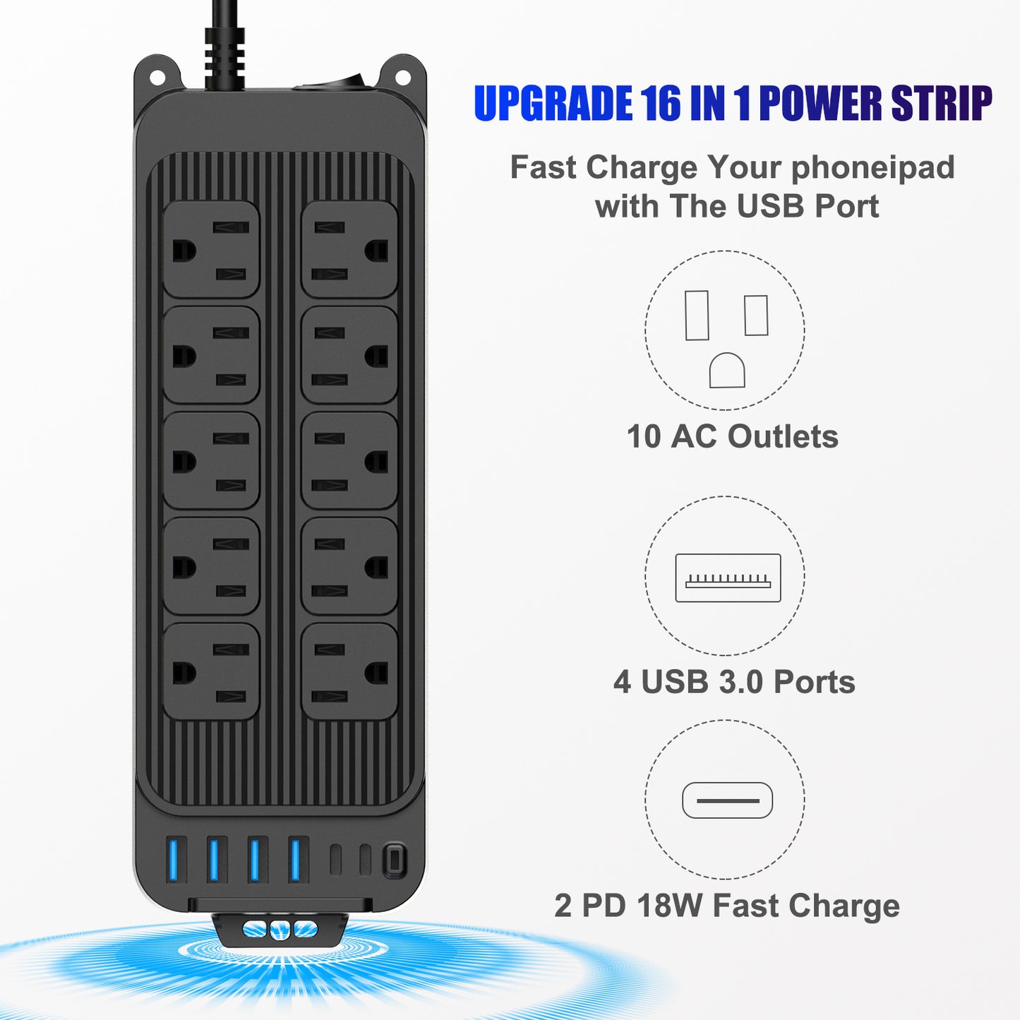 New plug American standard plug board household tow line socket American standard desktop plug strip USB multi-hole socket