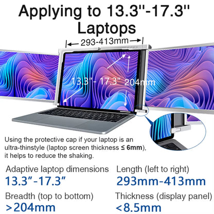 14"/15" Laptop Extension Screen F HD Portable T Screen Monitor with 1 Cable to Connect 2 Monitors for 14-17.3" Laptops