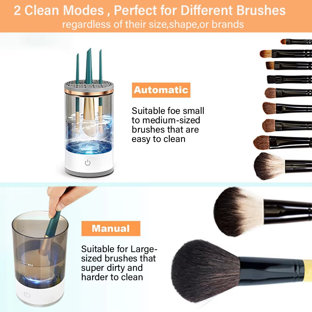 Electric Makeup Brush Cleaner USB Portable 3IN1 Makeup Brushes Drying Rack Lazy Cleaning Brush Washer Quick Dry Storage Tool