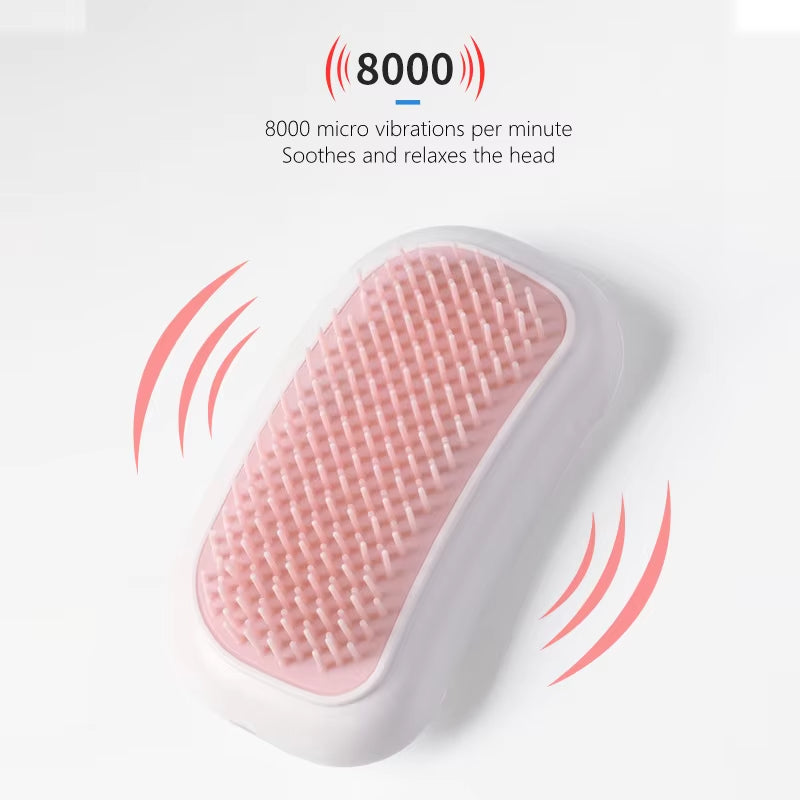 1Pcs Electric Head Massager 8000 Slight Vibrations Per Minute Portable Silicone Comb Body Relaxing Health Care Head Massage Aid