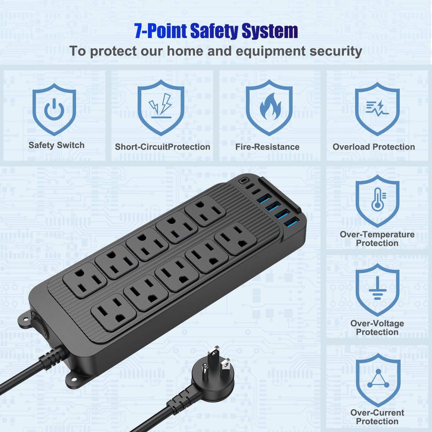 New plug American standard plug board household tow line socket American standard desktop plug strip USB multi-hole socket