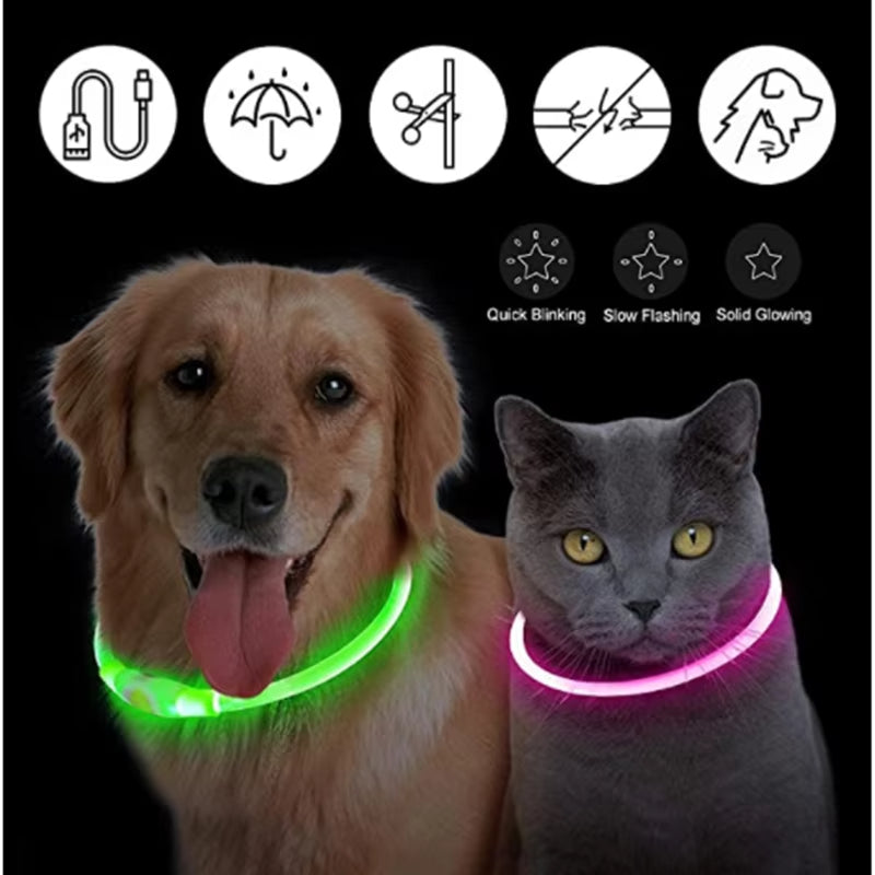 Dog Collar Nylon LED Night Safety Flashing Glow In The Dark Pet Dog Leash pet Dogs Luminous Fluorescent dog accessories collar