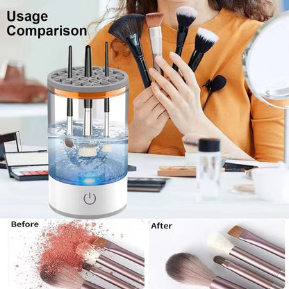 Electric Makeup Brush Cleaner USB Portable 3IN1 Makeup Brushes Drying Rack Lazy Cleaning Brush Washer Quick Dry Storage Tool