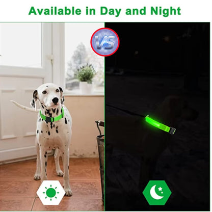 Dog Collar Nylon LED Night Safety Flashing Glow In The Dark Pet Dog Leash pet Dogs Luminous Fluorescent dog accessories collar