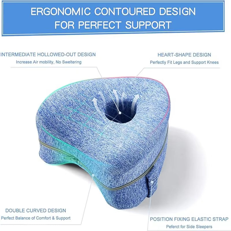 Leg Knee Foam Support Pillow Memory Foam Knee Pillow for Side Sleeper Ergonomic Design pain Sciatica Hip Back Knees Relief