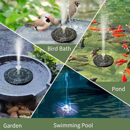 Color 7 LED Light Solar Fountain Solar Rotating Fountain 3W 6 Nozzle Water Pump Outdoors Bird Bath Garden Floating DIY Cistern