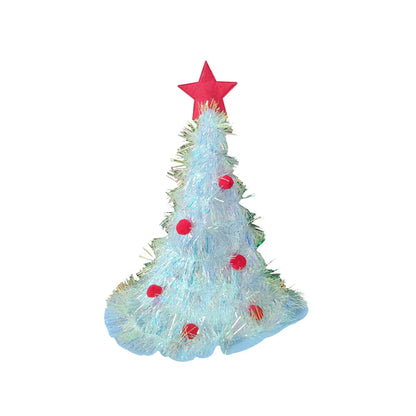 Christmas Tree Hat with Star Shiny Tinsel Xmas Tree Shaped Hats Adults Cosplay Prop for Xmas New Year Party Favor Supplies