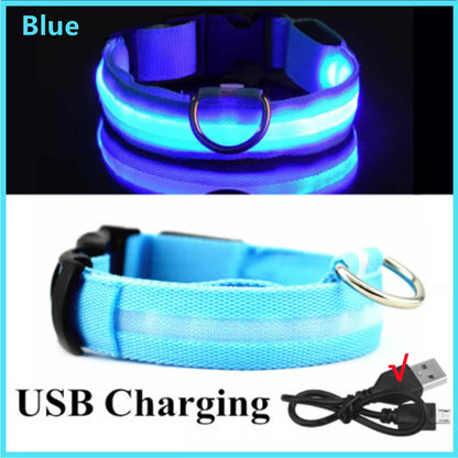 Dog Collar Nylon LED Night Safety Flashing Glow In The Dark Pet Dog Leash pet Dogs Luminous Fluorescent dog accessories collar