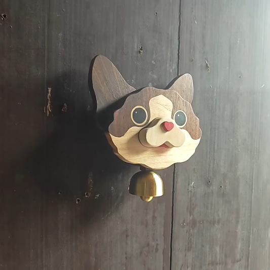 Handcrafted Wooden Shiba Inu Doorbell Wind Chime