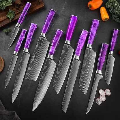 JapanCrafts Imperial Series 🔪 Damascus Pattern Graphic Knife Set