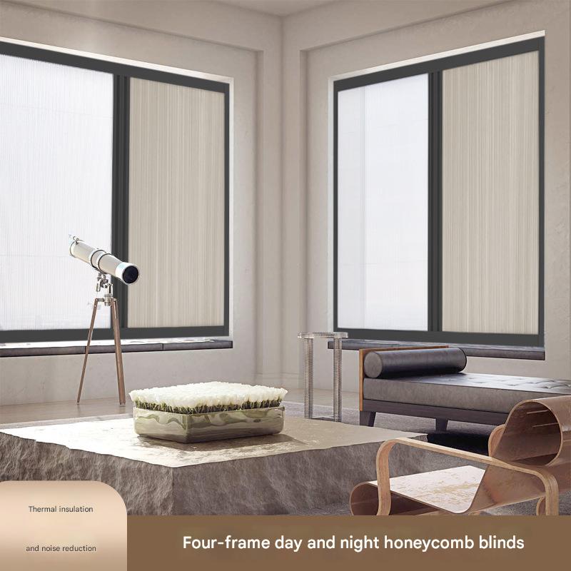 Honeycomb sliding blackout curtains