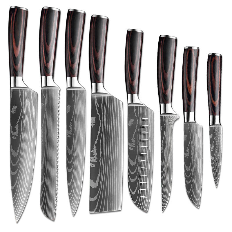 JapanCrafts Imperial Series 🔪 Damascus Pattern Graphic Knife Set