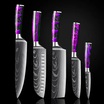 JapanCrafts Imperial Series 🔪 Damascus Pattern Graphic Knife Set