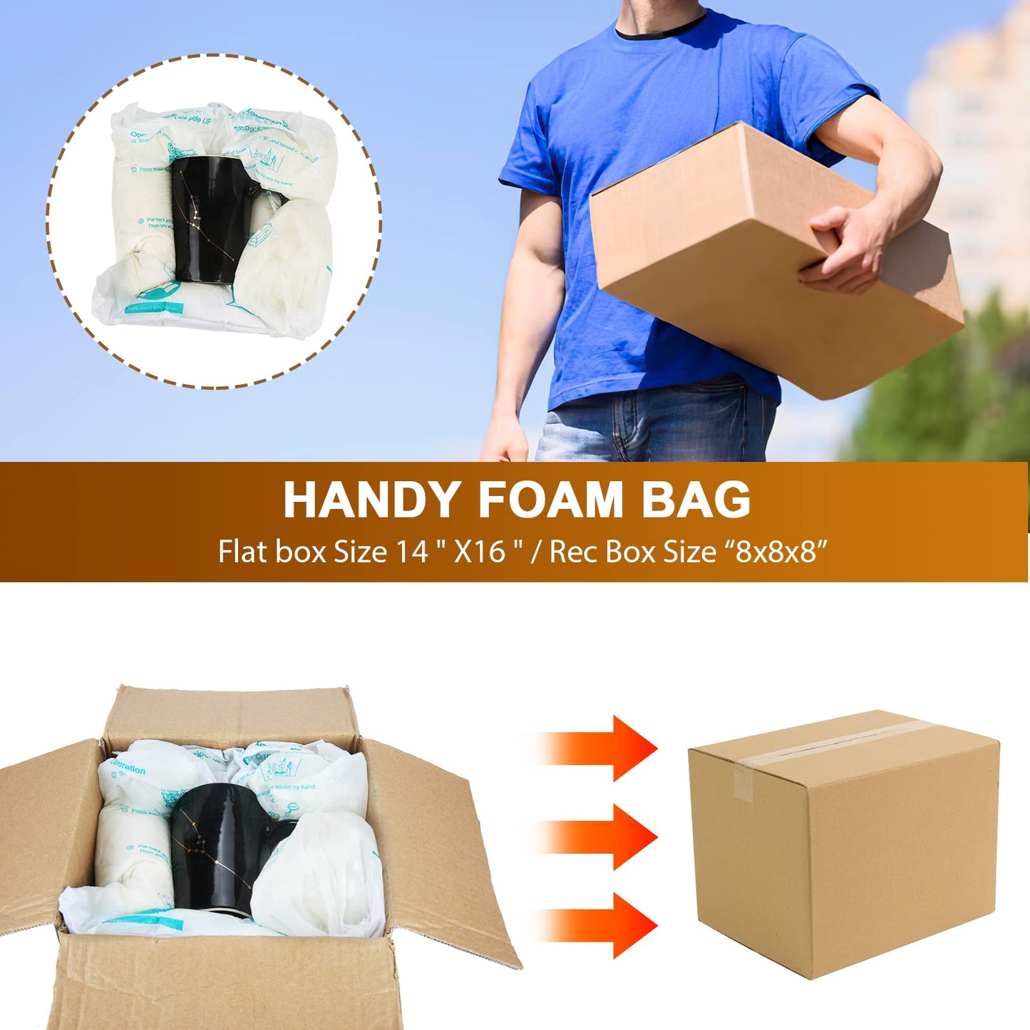 6/15/20 Pack Portable Foam Room Temperature Expandable Foam Packaging Bag, Instant Packaging Rapid Expandable Foam - Packaging and Shipping Solutions