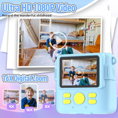 Kids Camera Instant Print, Christmas Birthday Gifts for Kids Age 3-12, Selfie Digital Camera with 1080P Videos,Toddler Portable Travel Camera Toy for 4 5 6 7 8 9 Year Old Boys