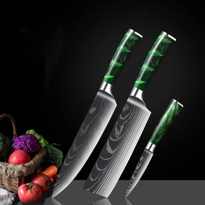 JapanCrafts Imperial Series 🔪 Damascus Pattern Graphic Knife Set
