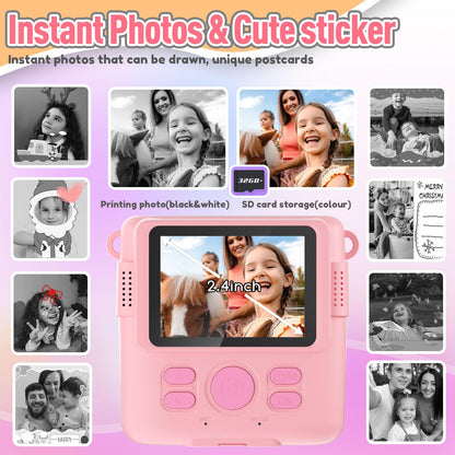 Kids Camera Instant Print, Christmas Birthday Gifts for Kids Age 3-12, Selfie Digital Camera with 1080P Videos,Toddler Portable Travel Camera Toy for 4 5 6 7 8 9 Year Old Boys